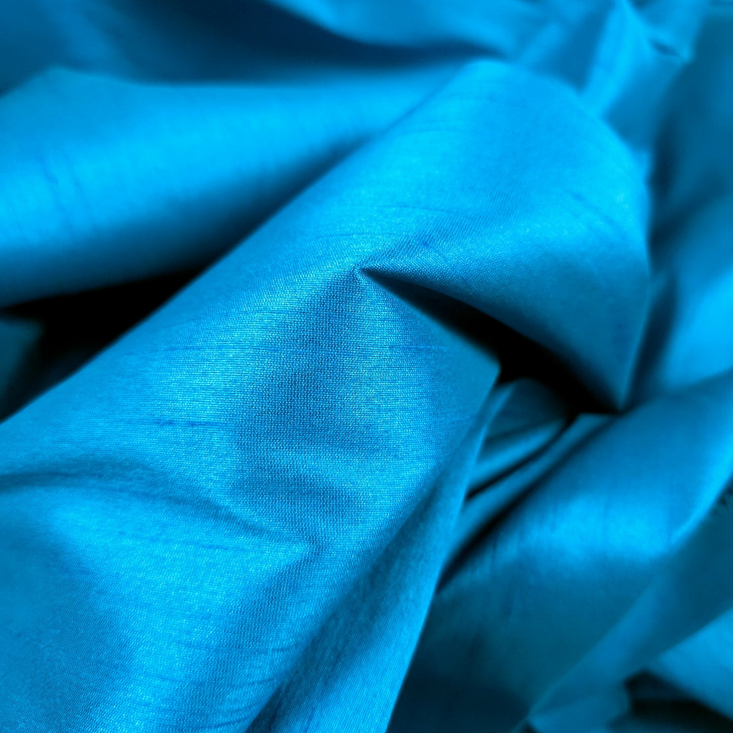 BLUE TURQUOISE FAUX SILK DUPIONI