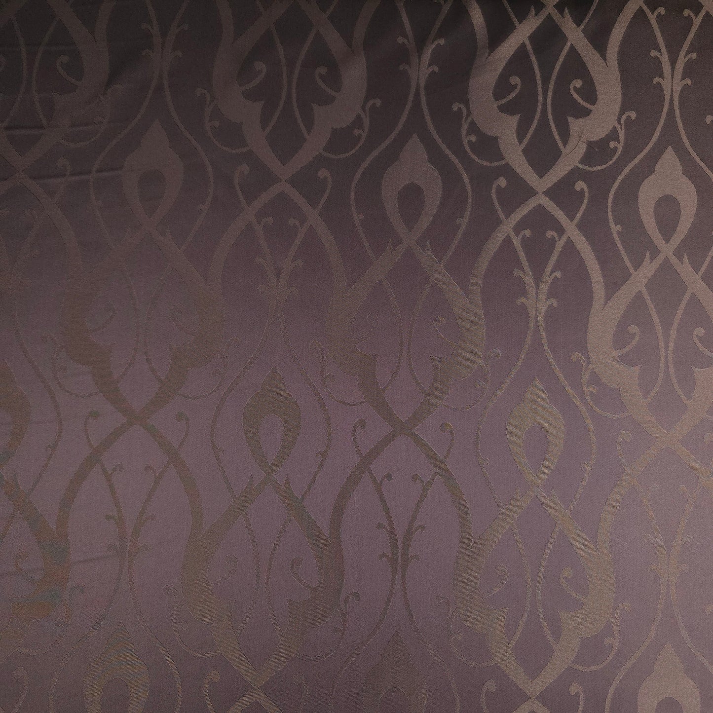 BROWN SCROLLWORK DAMASK DRAPERY