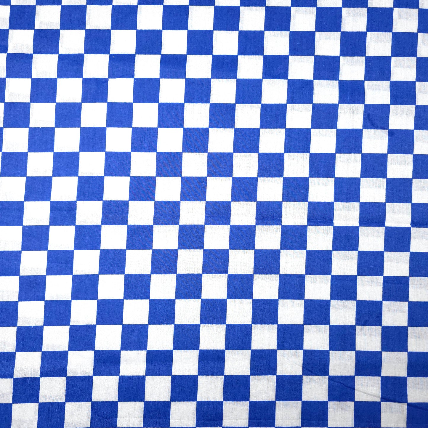 CHESSBOARD PRINT POLYCOTTON BLUE WHITE