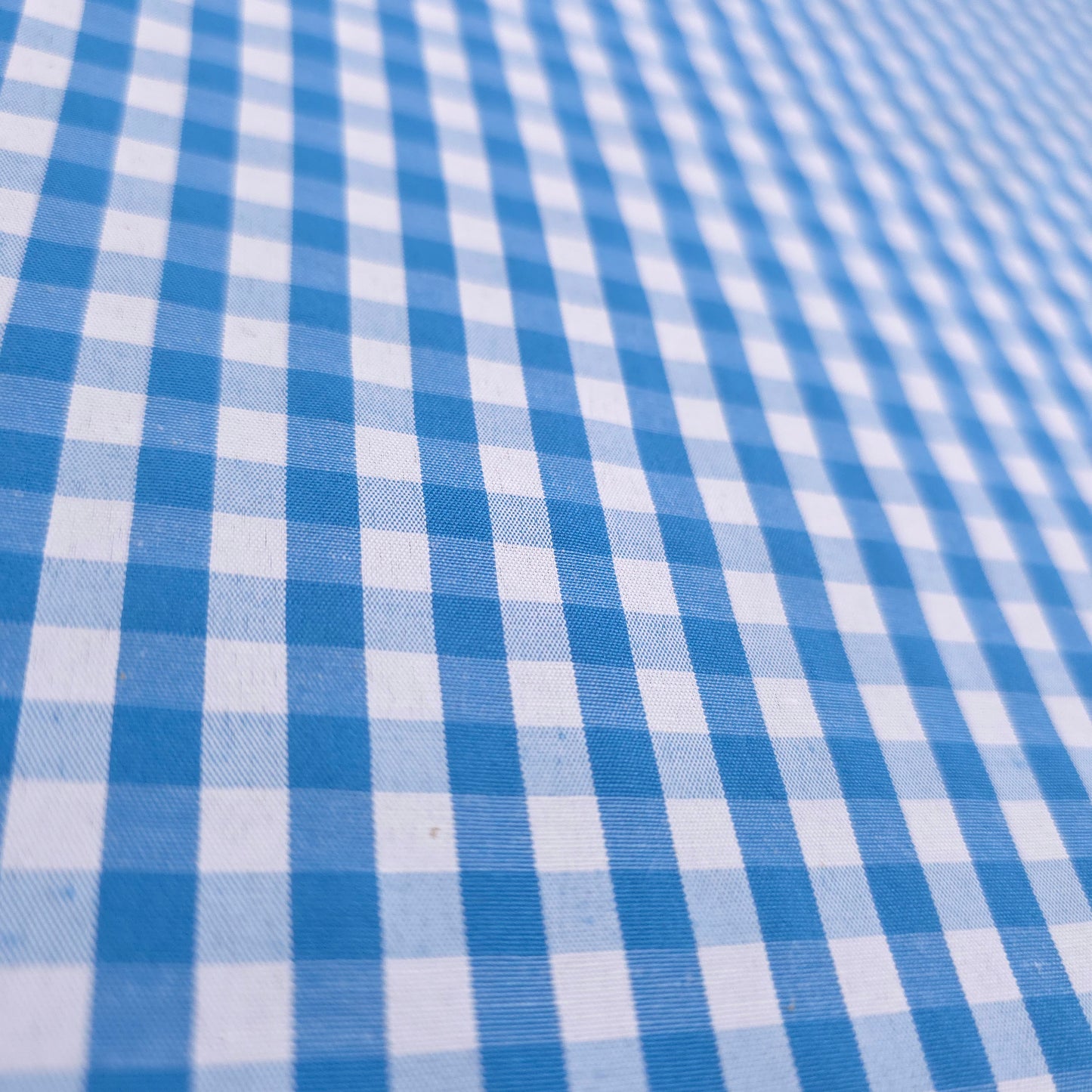 BLUE TURQUOISE GINGHAM POLYCOTTON
