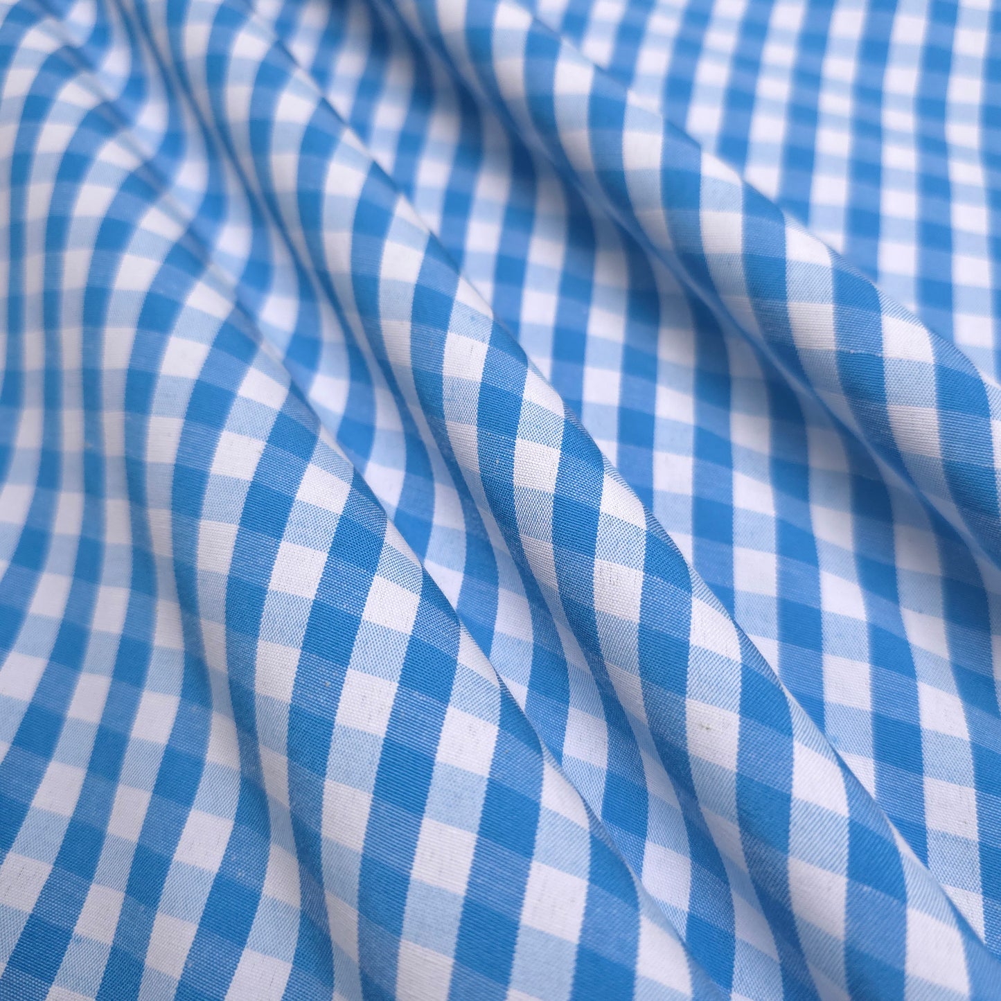 BLUE TURQUOISE GINGHAM POLYCOTTON