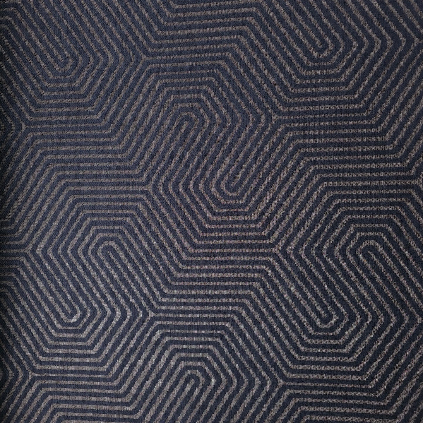 NAVY GEO MAZE CHENIELLE UPHOLSTERY