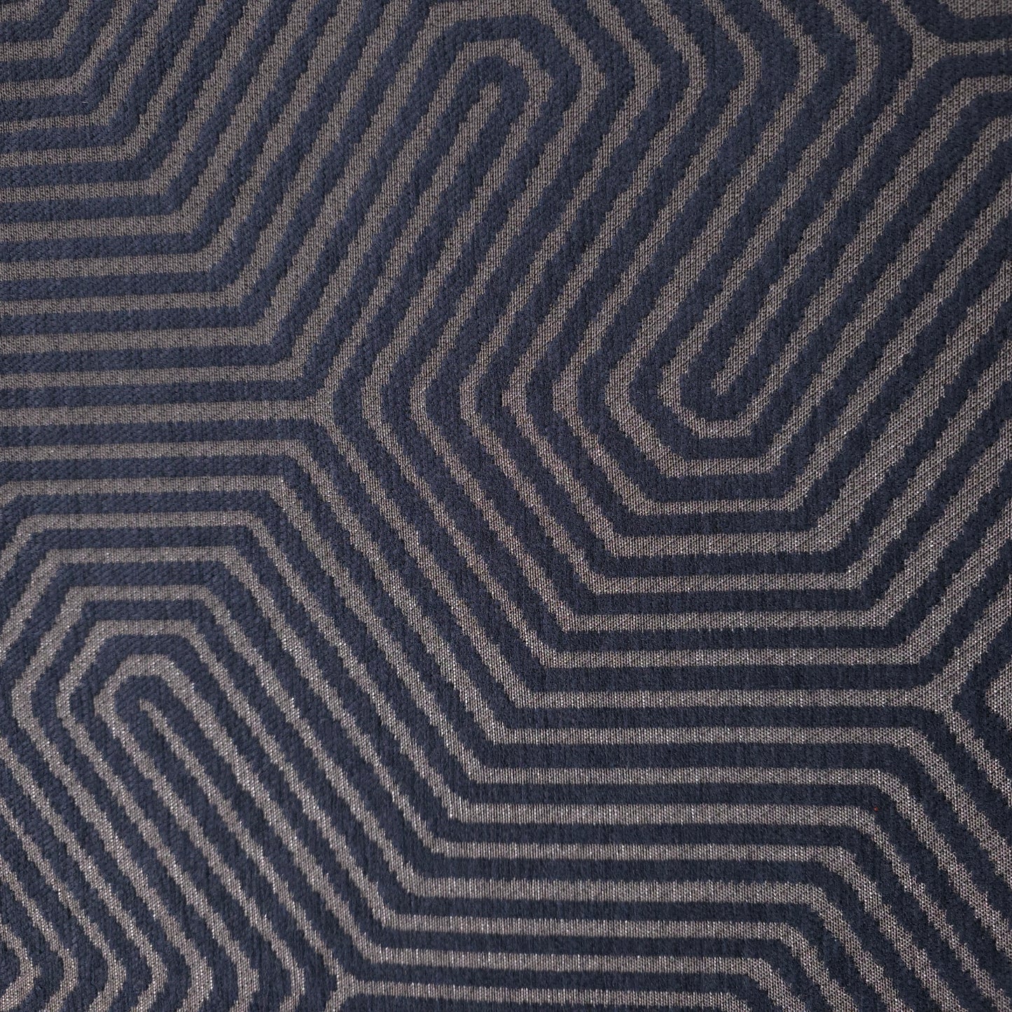 NAVY GEO MAZE CHENIELLE UPHOLSTERY