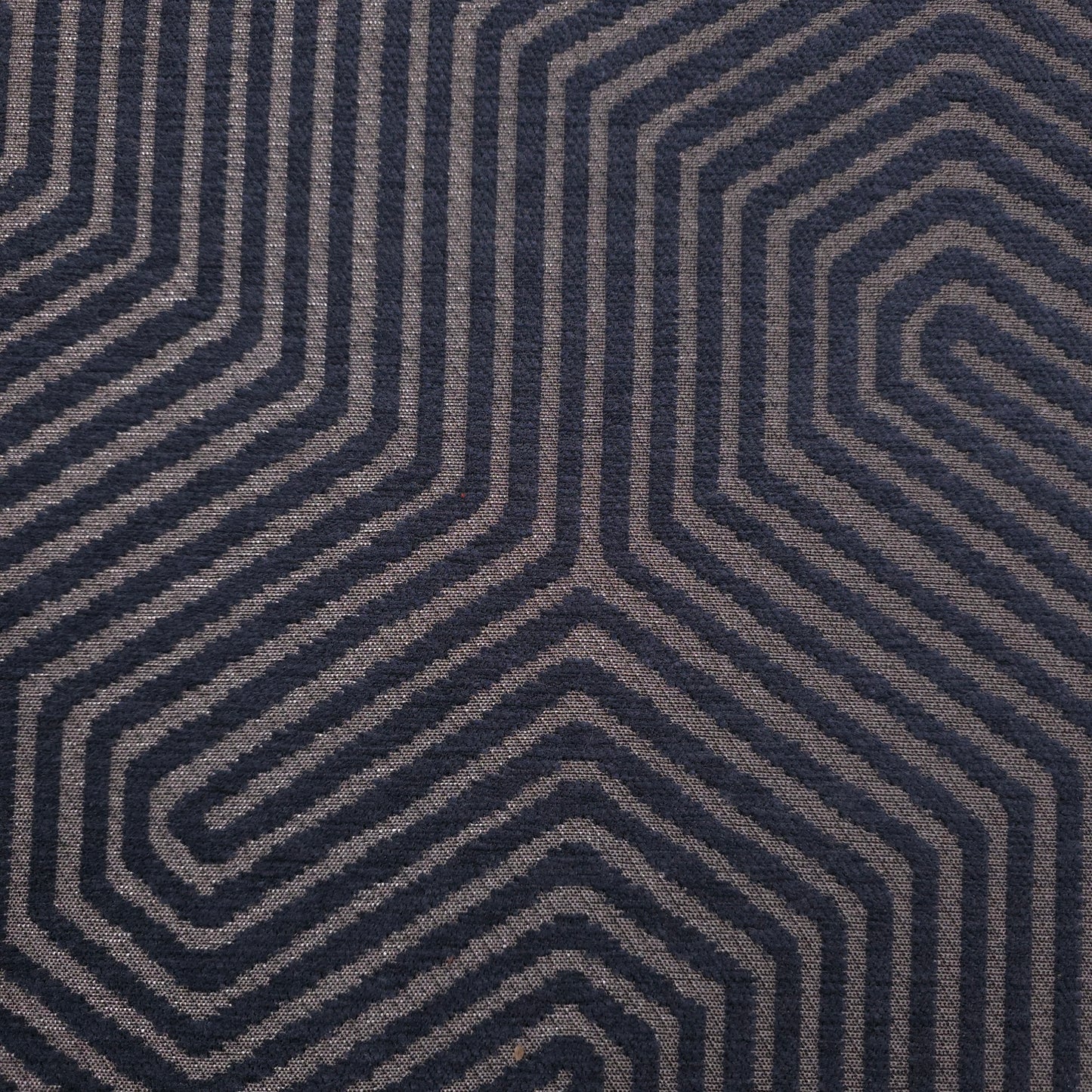 NAVY GEO MAZE CHENIELLE UPHOLSTERY