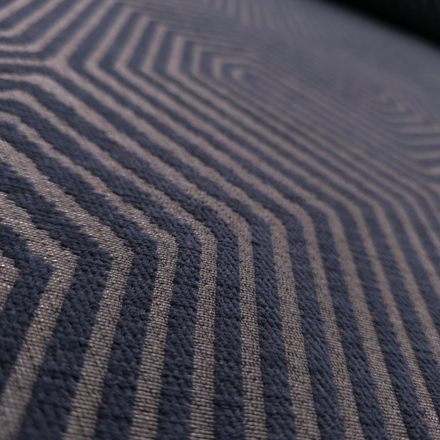 NAVY GEO MAZE CHENIELLE UPHOLSTERY