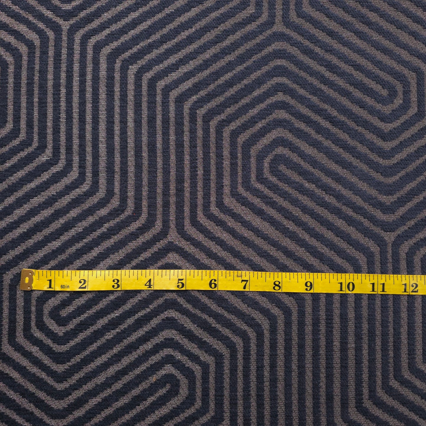 NAVY GEO MAZE CHENIELLE UPHOLSTERY