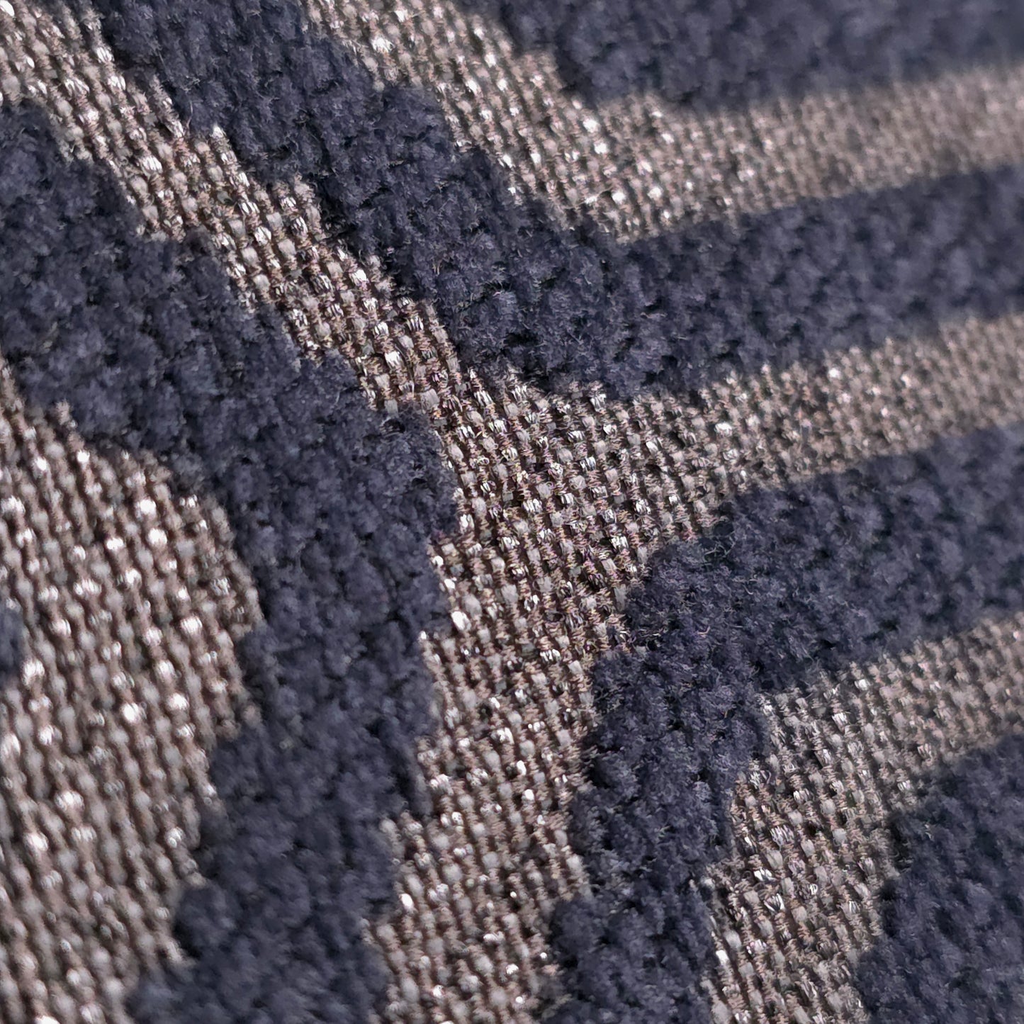 NAVY GEO MAZE CHENIELLE UPHOLSTERY