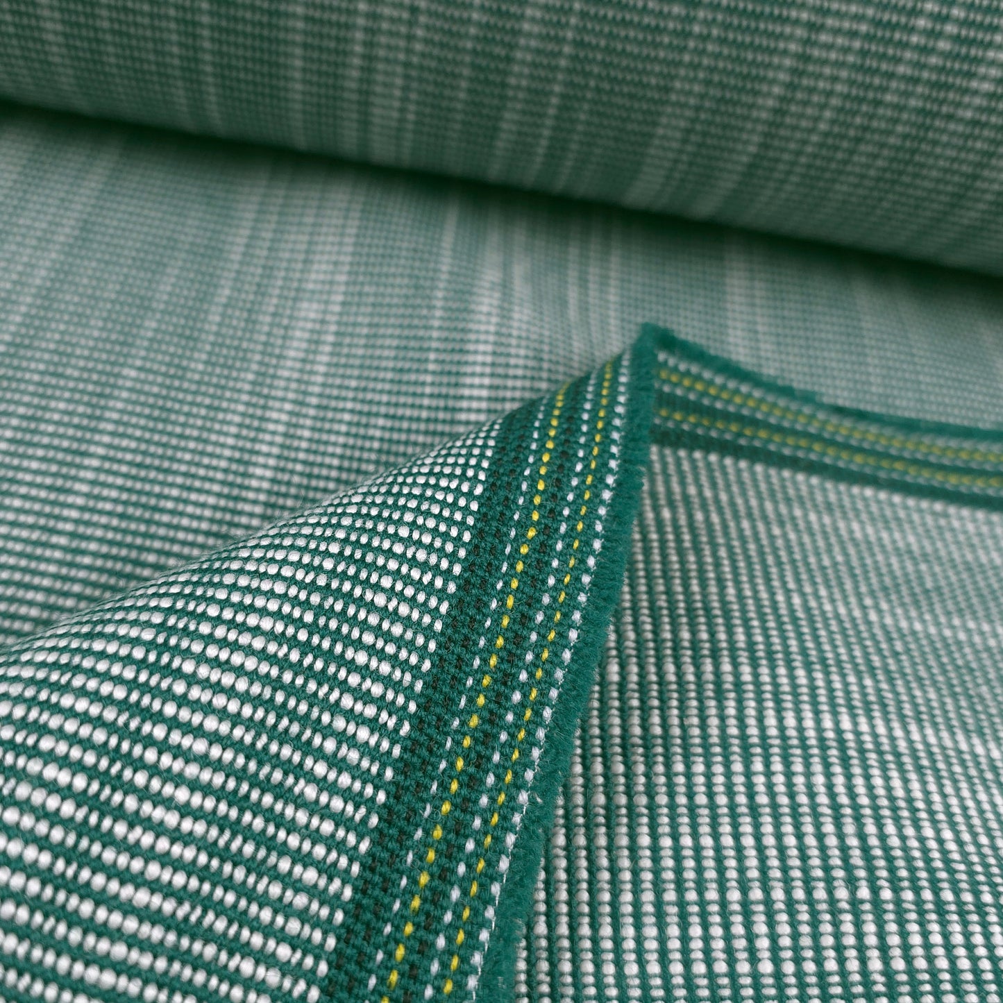 REVERSIBLE GREEN WHITE TAPESTRY UPHOLSTERY