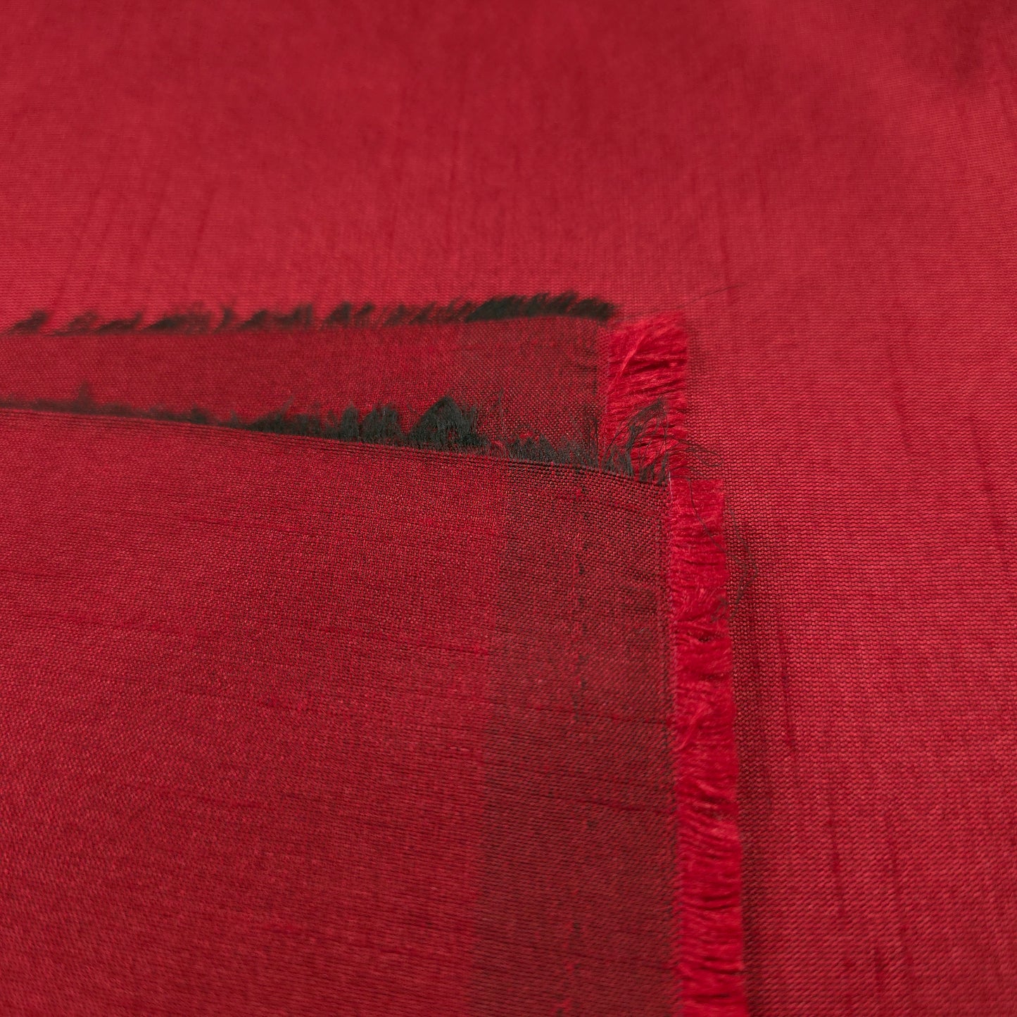 RED BLACK FAUX SILK DUPIONI