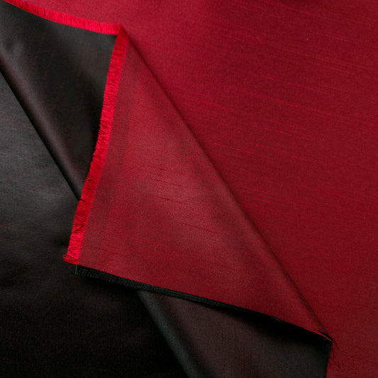 RED  BLACK REVERSIBLE DUPIONI SATIN