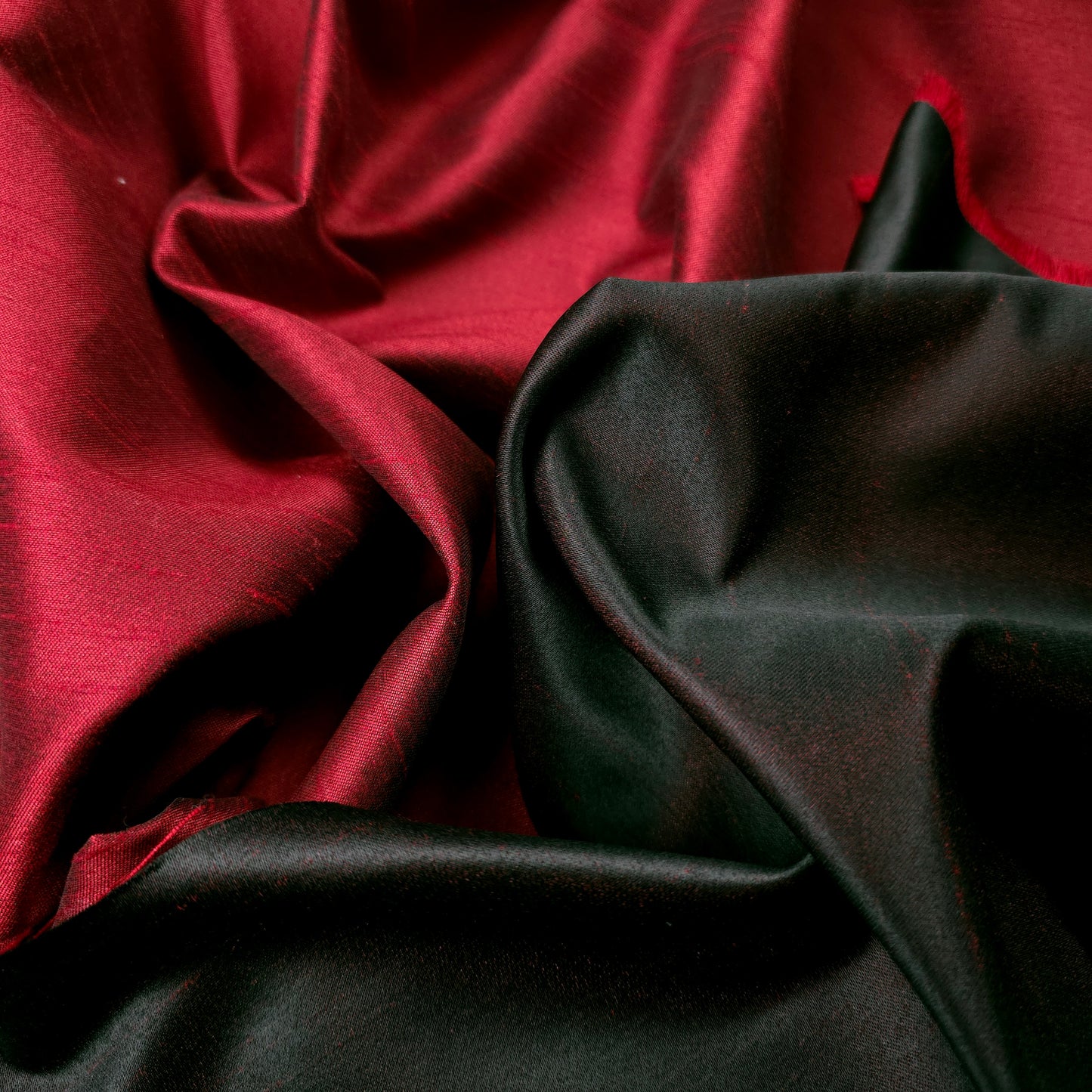 RED  BLACK REVERSIBLE DUPIONI SATIN