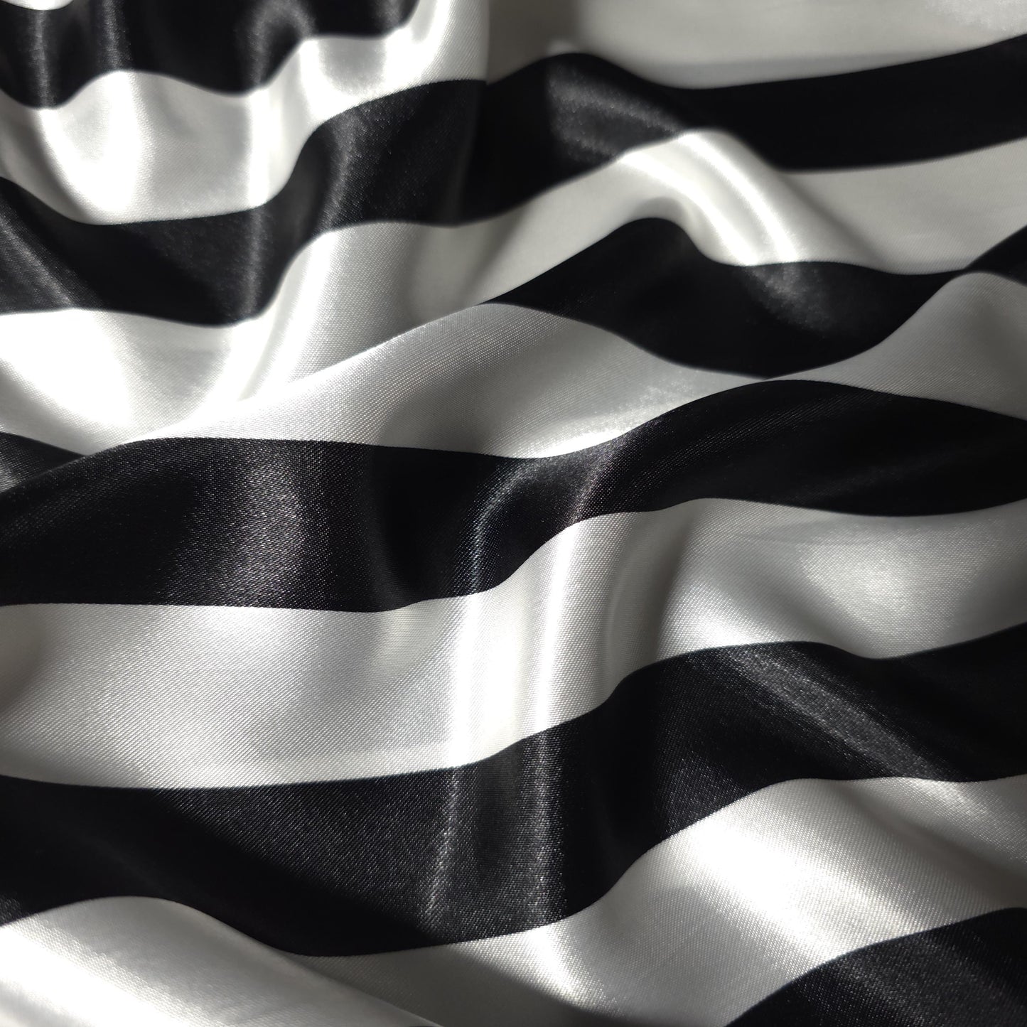 ONE INCH STRIPE SATIN BLACK WHITE
