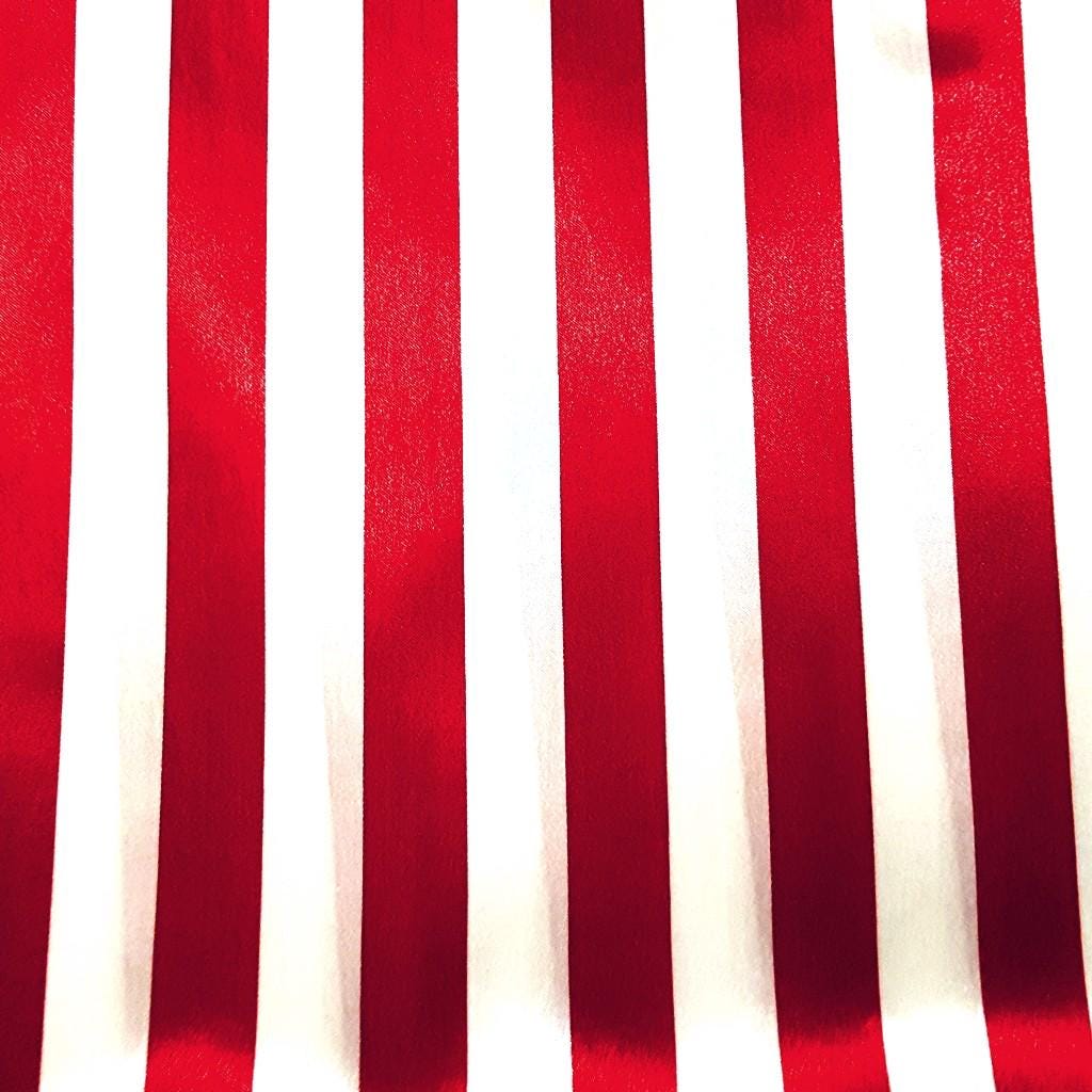 ONE INCH STRIPE SATIN RED WHITE