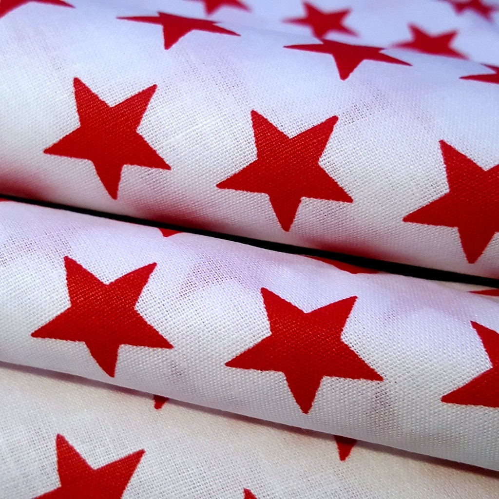 STAR SPANGLED POLYCOTTON RED ON WHITE