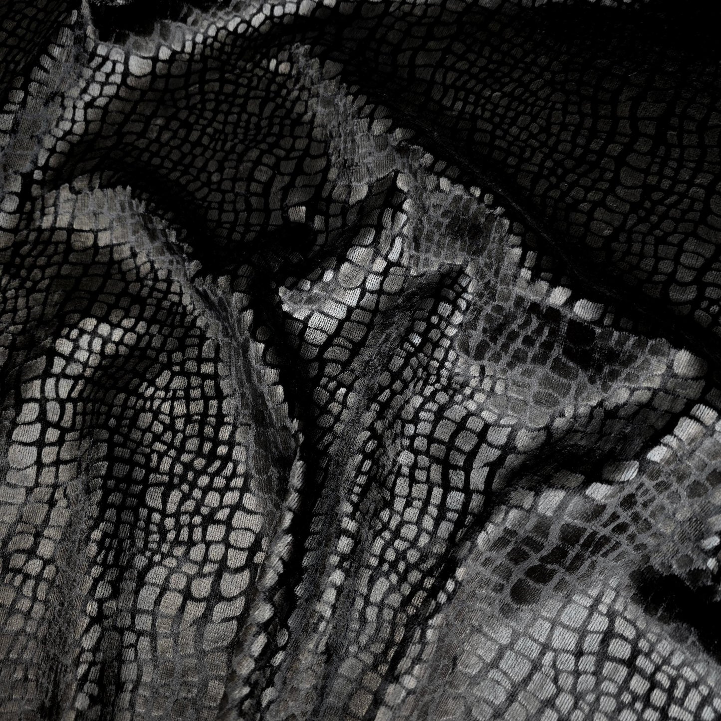 BLACK CROCODILE SEMIGLOSS UPHOLSTERY VELVET