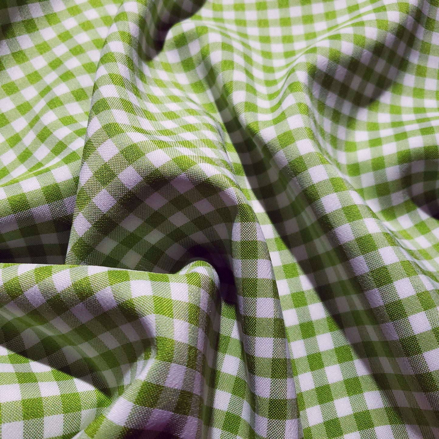 POLY POPLIN GREEN LIME SMALL GINGHAM