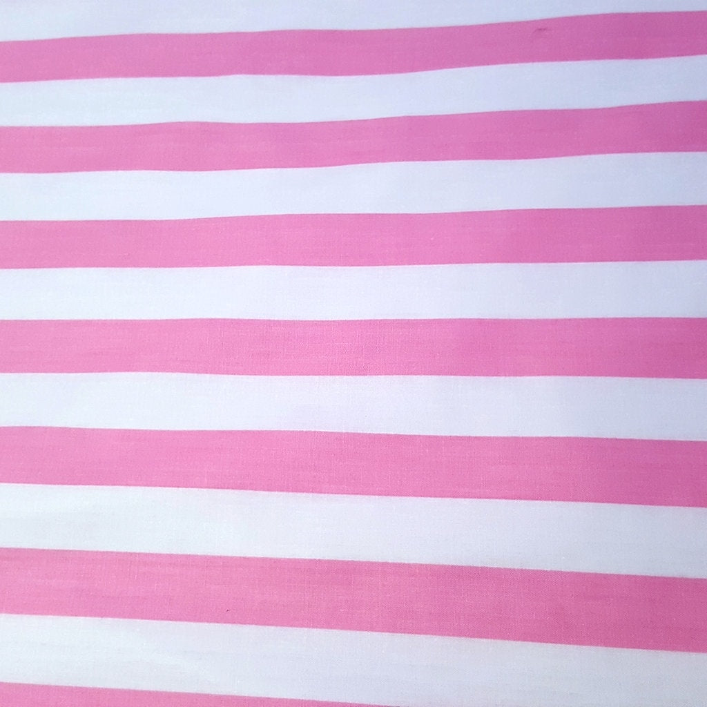 ONE INCH STRIPE PINK WHITE POLYCOTTON