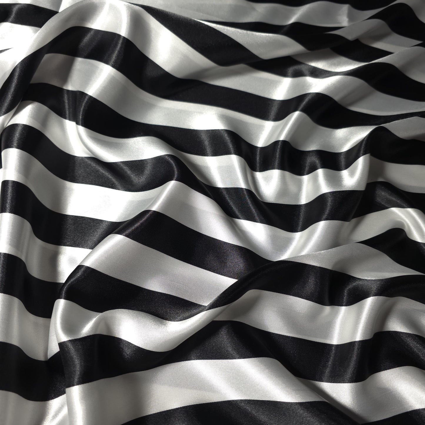 ONE INCH STRIPE SATIN BLACK WHITE