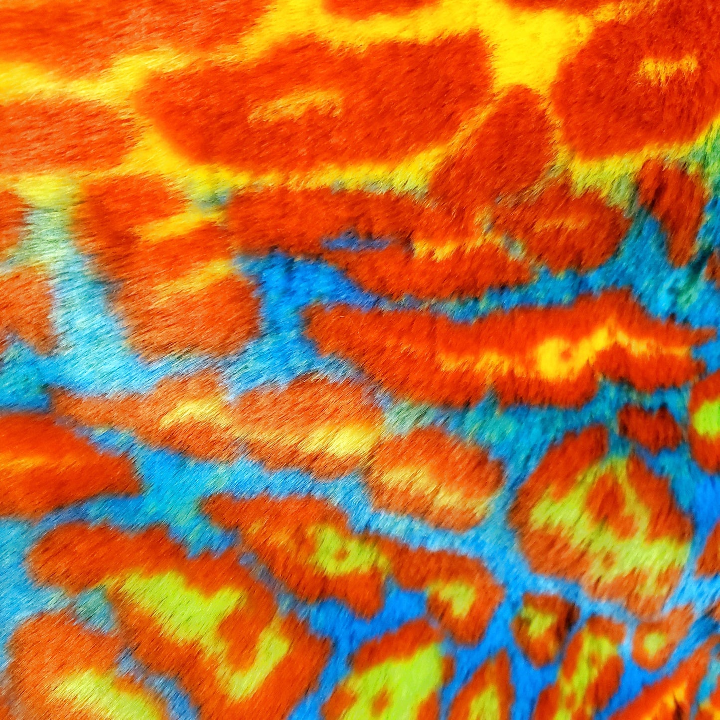 LEOPARD FUN FUR ORANGE BLUE LAVA