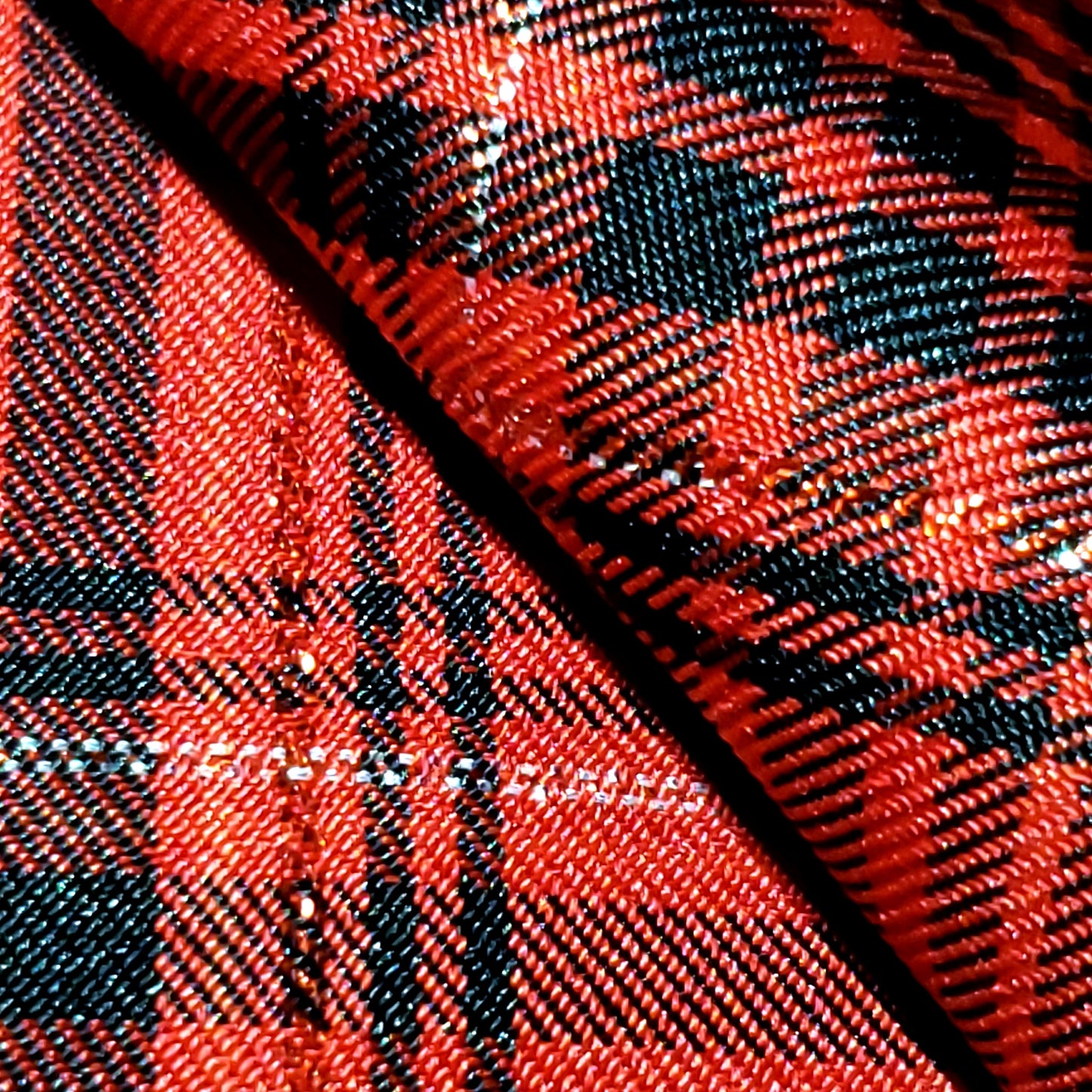 HOLIDAY POPLIN TARTAN PLAID RED BLACK SILVER