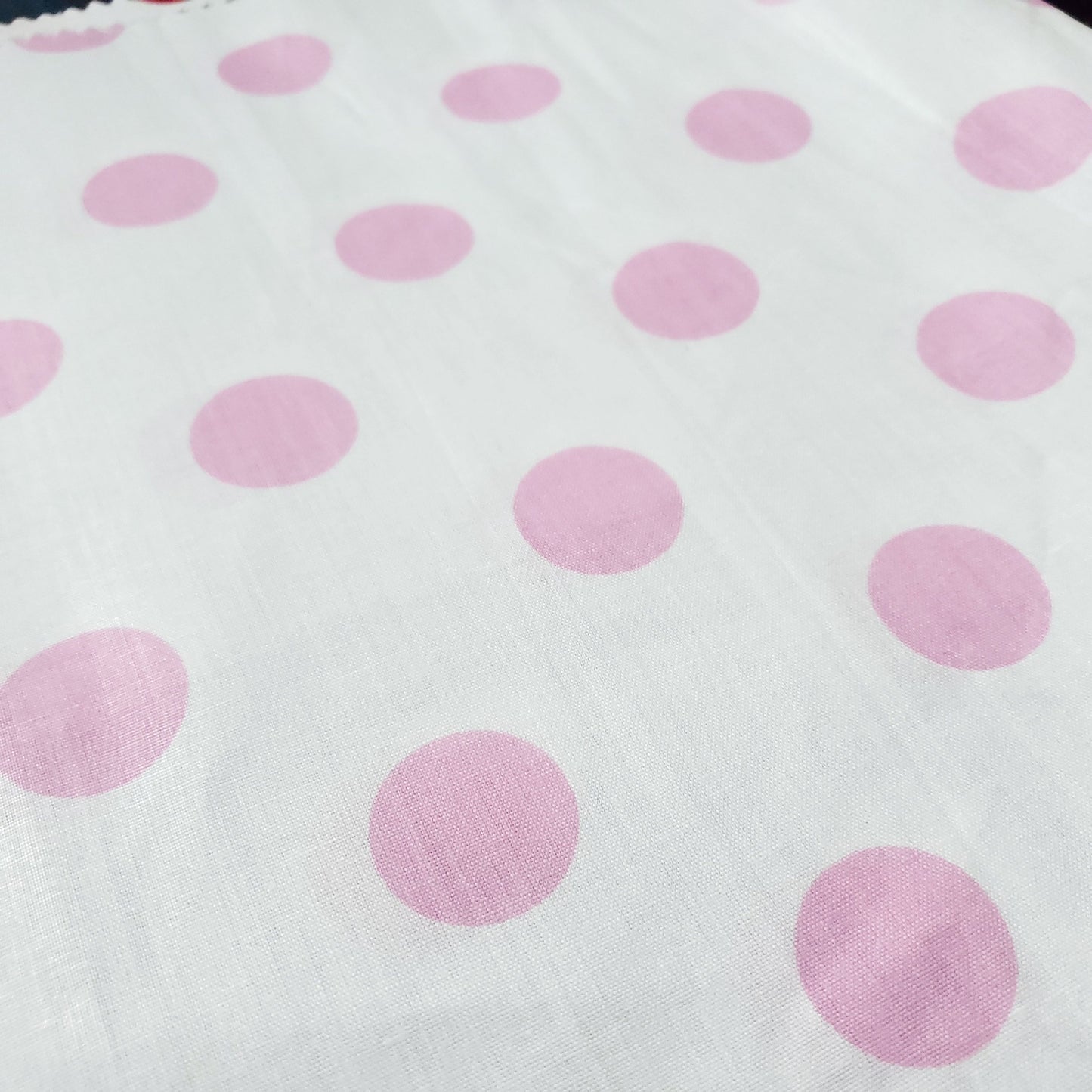 ONE INCH POLKA DOT PINK ON WHITE