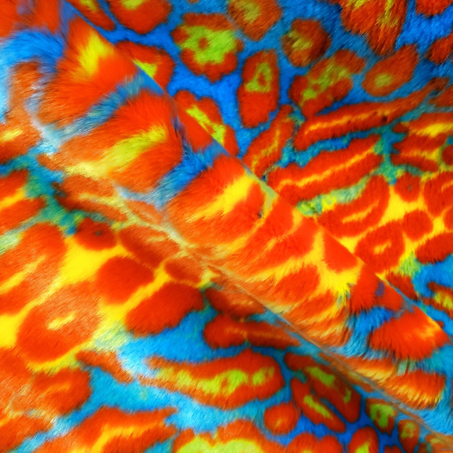 LEOPARD FUN FUR ORANGE BLUE LAVA