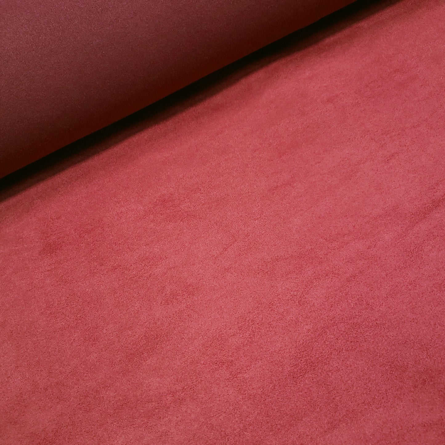 BRUSHED SUEDE UPHOLSTERY FABRIC DARK RED