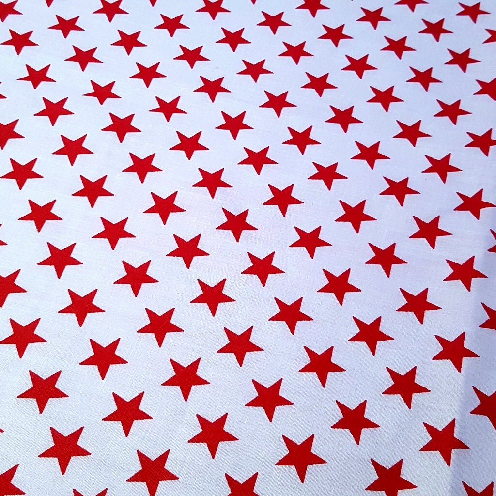 STAR SPANGLED POLYCOTTON RED ON WHITE