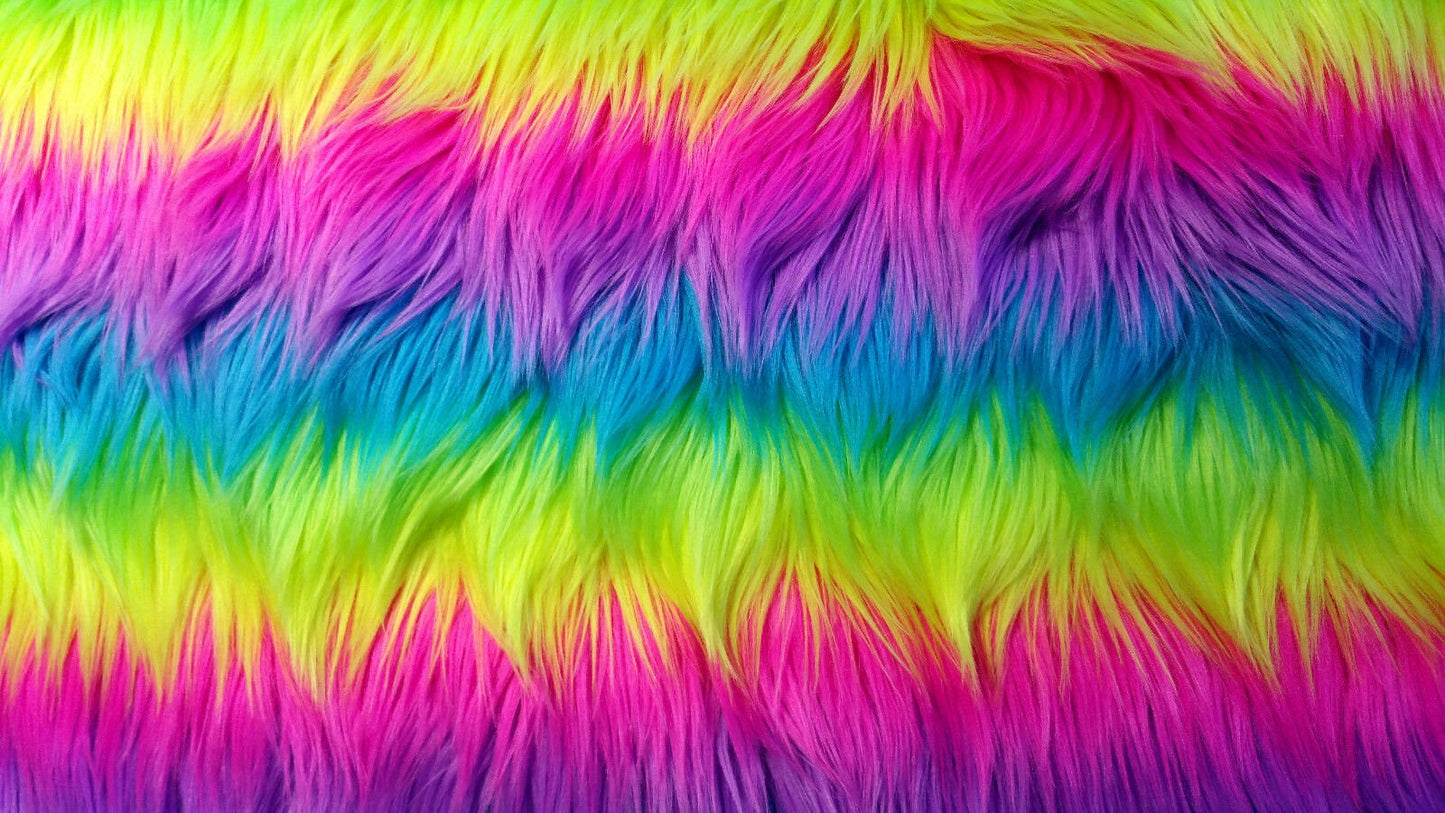 NEON RAINBOW STRIPE FUN FUR