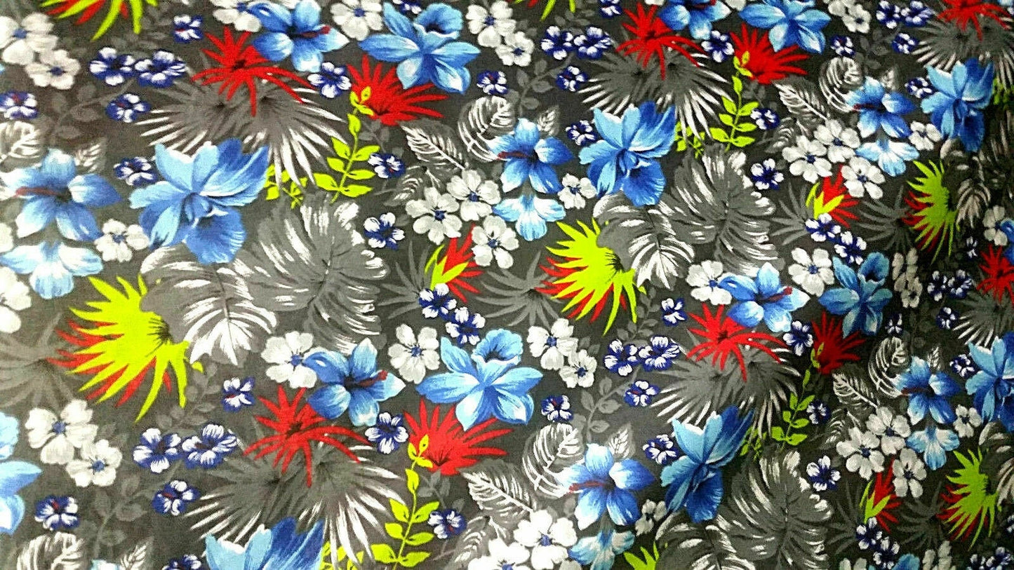 HAWAII FLORAL MOTIF CHARCOAL