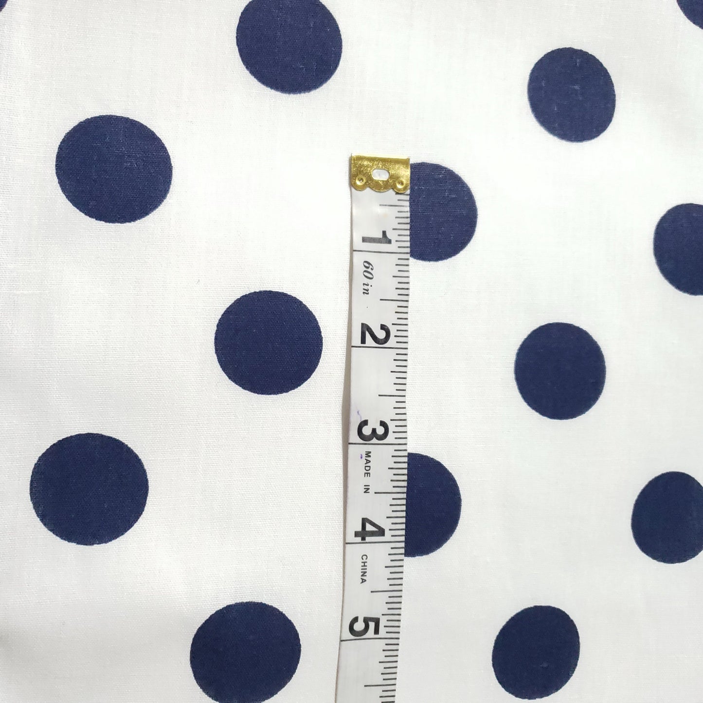 ONE INCH POLKA DOT NAVY ON WHTIE