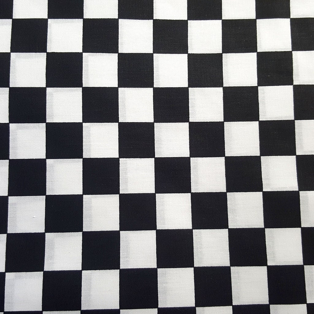 CHESSBOARD PRINT POLYCOTTON BLACK WHITE