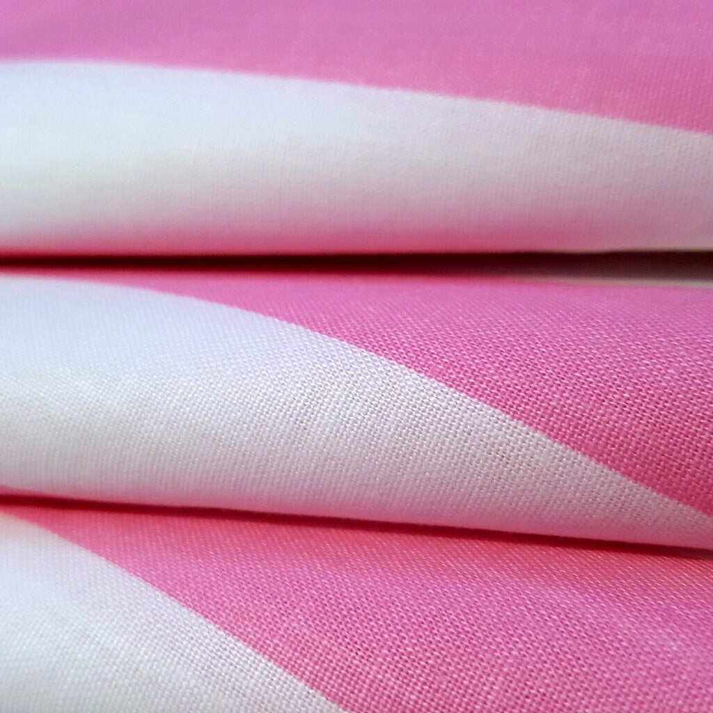 ONE INCH STRIPE PINK WHITE POLYCOTTON