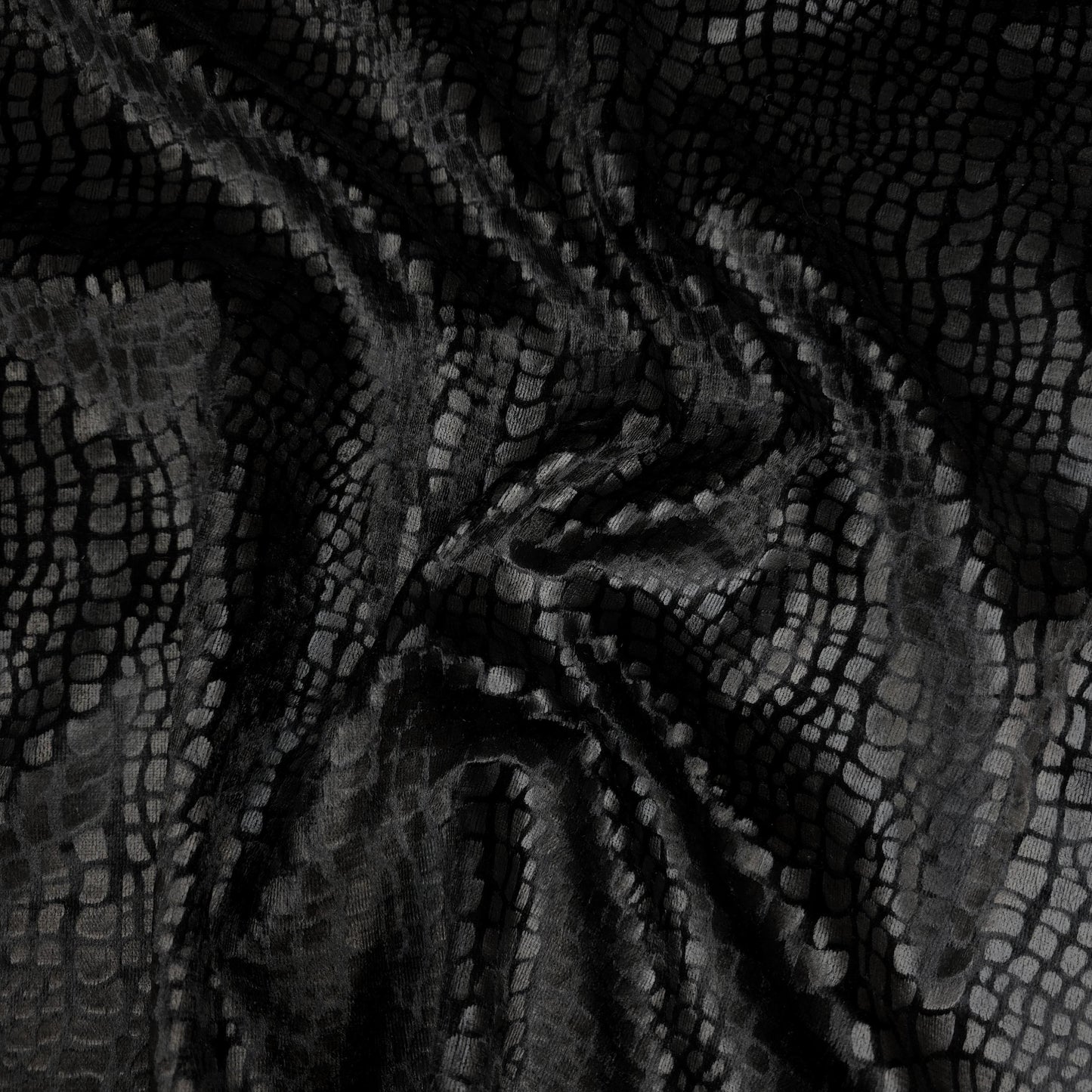 BLACK CROCODILE SEMIGLOSS UPHOLSTERY VELVET