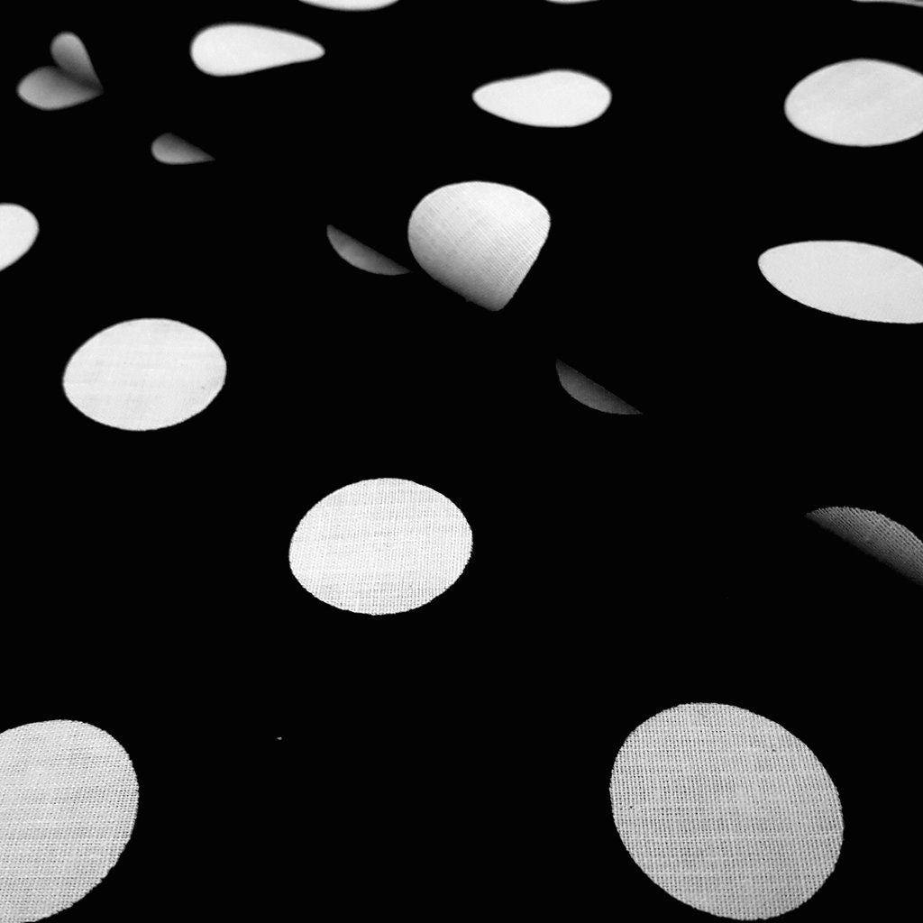 ONE INCH POLKA DOT WHITE ON BLACK