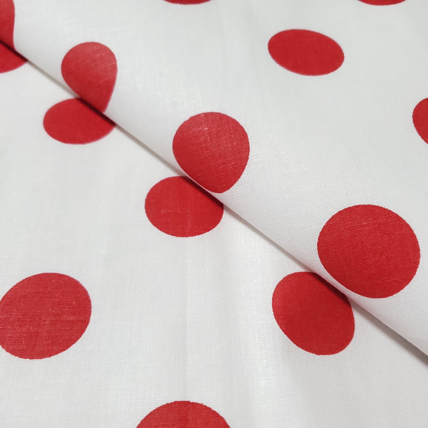 ONE INCH POLKA DOT RED ON WHITE