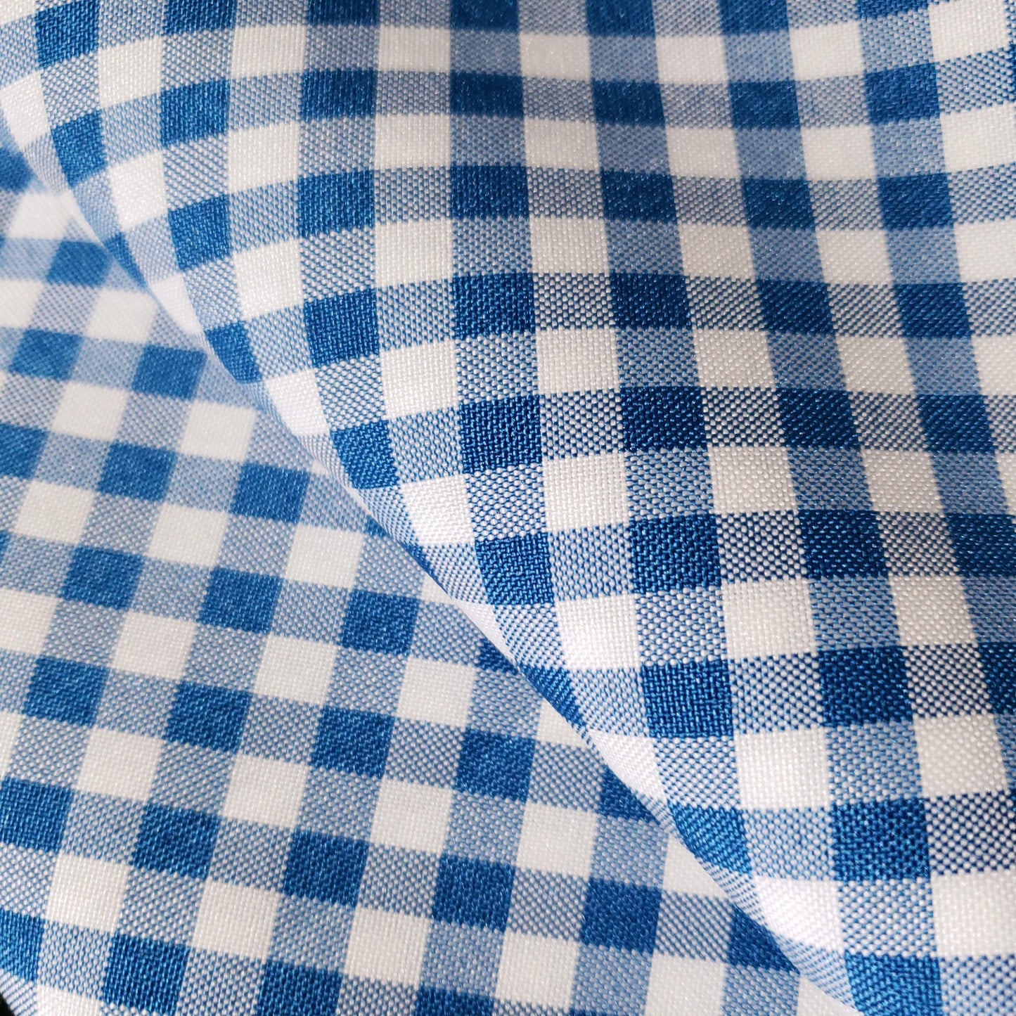 POLY POPLIN BLUE TURQUOISE SMALL GINGHAM
