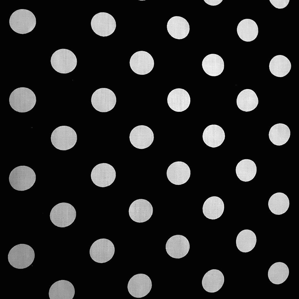 ONE INCH POLKA DOT WHITE ON BLACK