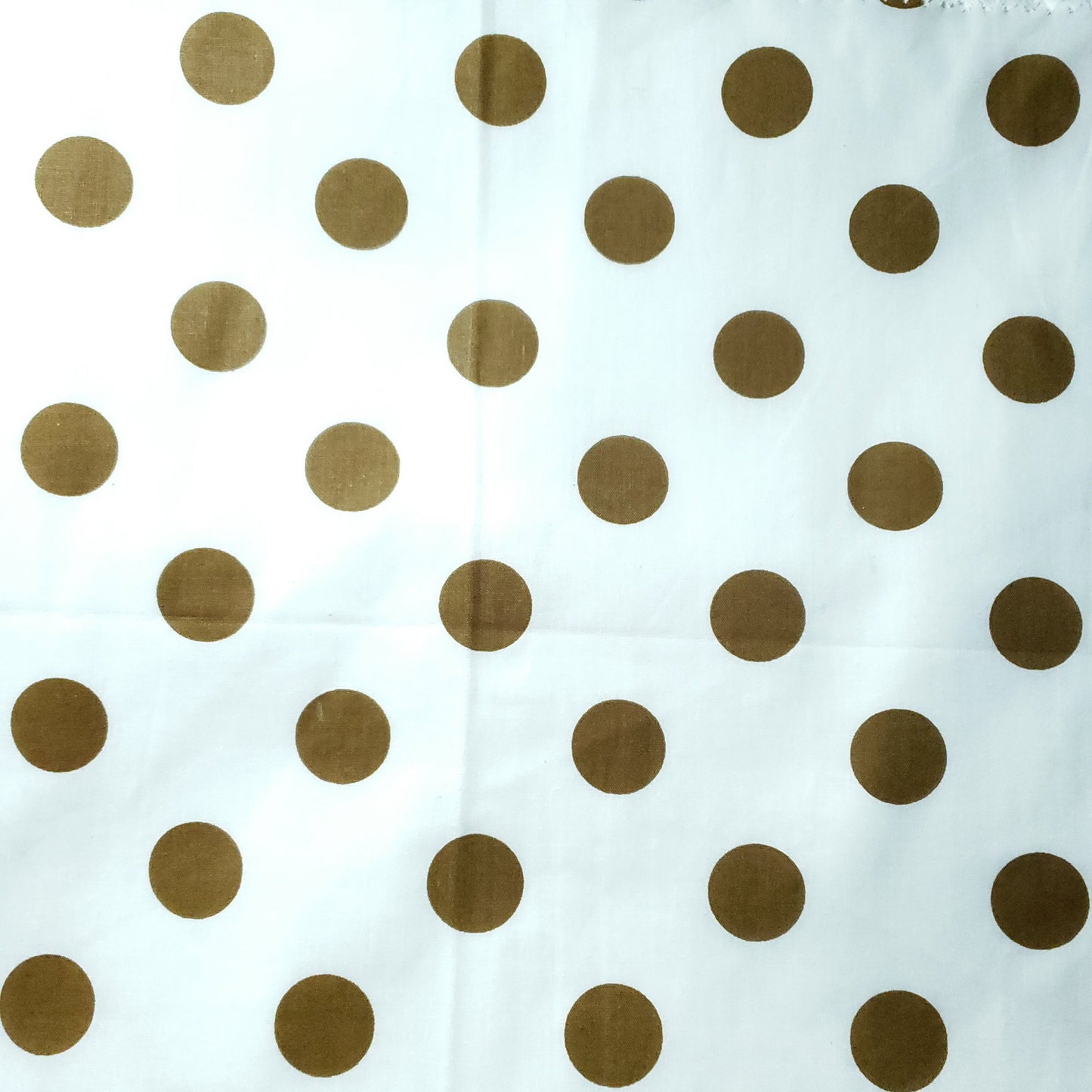ONE INCH POLKA DOT BRONZE GOLD ON WHITE