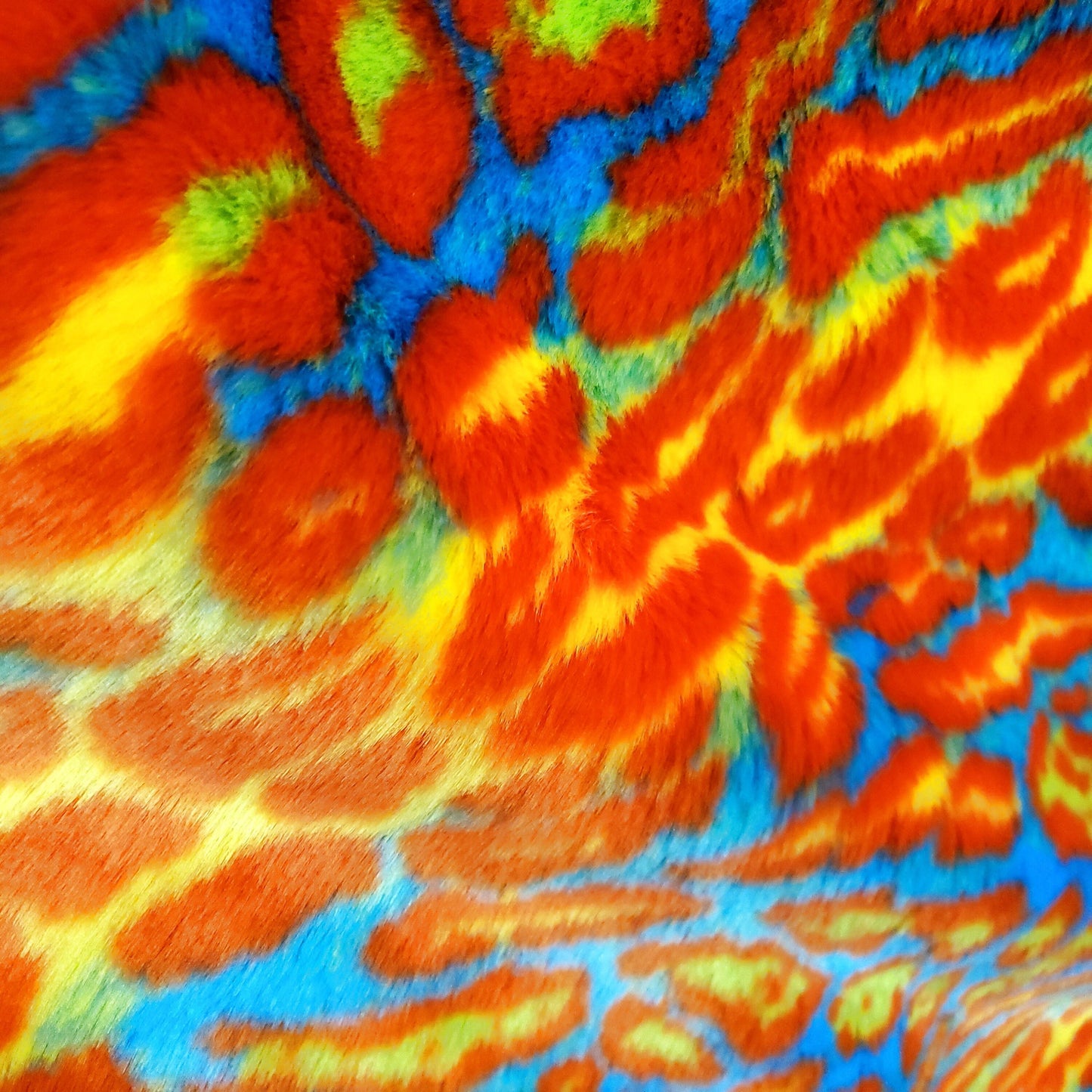 LEOPARD FUN FUR ORANGE BLUE LAVA