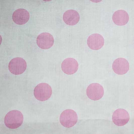 ONE INCH POLKA DOT PINK ON WHITE
