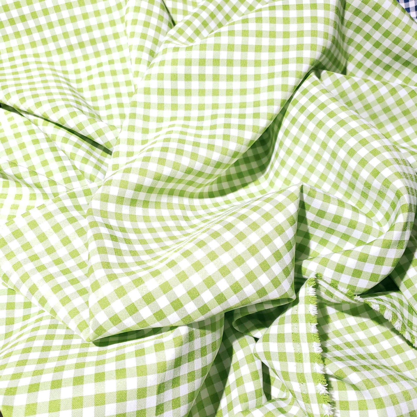 POLY POPLIN GREEN LIME SMALL GINGHAM