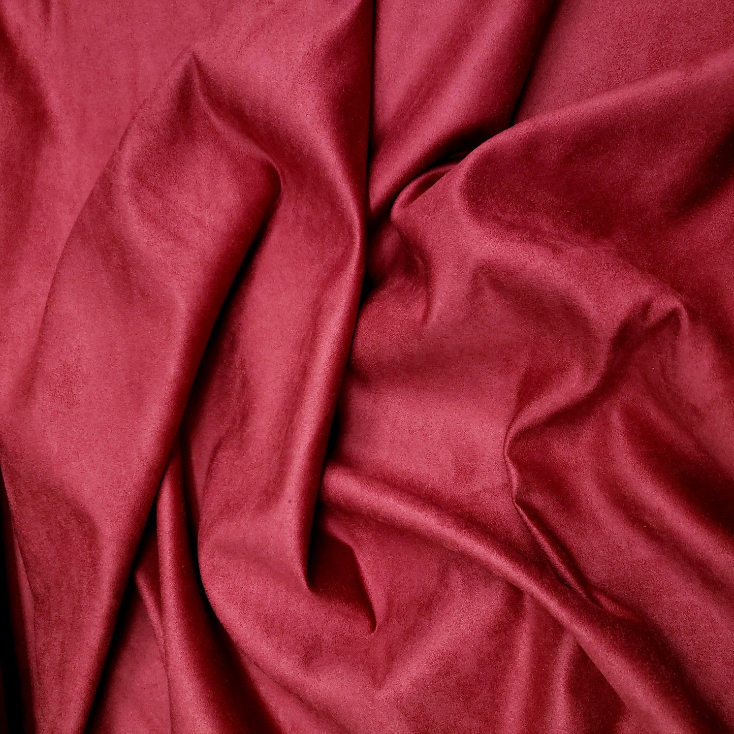 BRUSHED SUEDE UPHOLSTERY FABRIC DARK RED