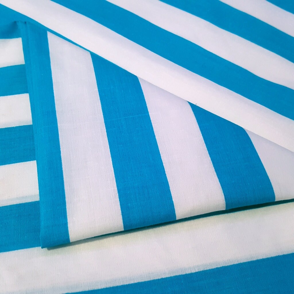ONE INCH STRIPE POLYCOTTON TURQUOISE