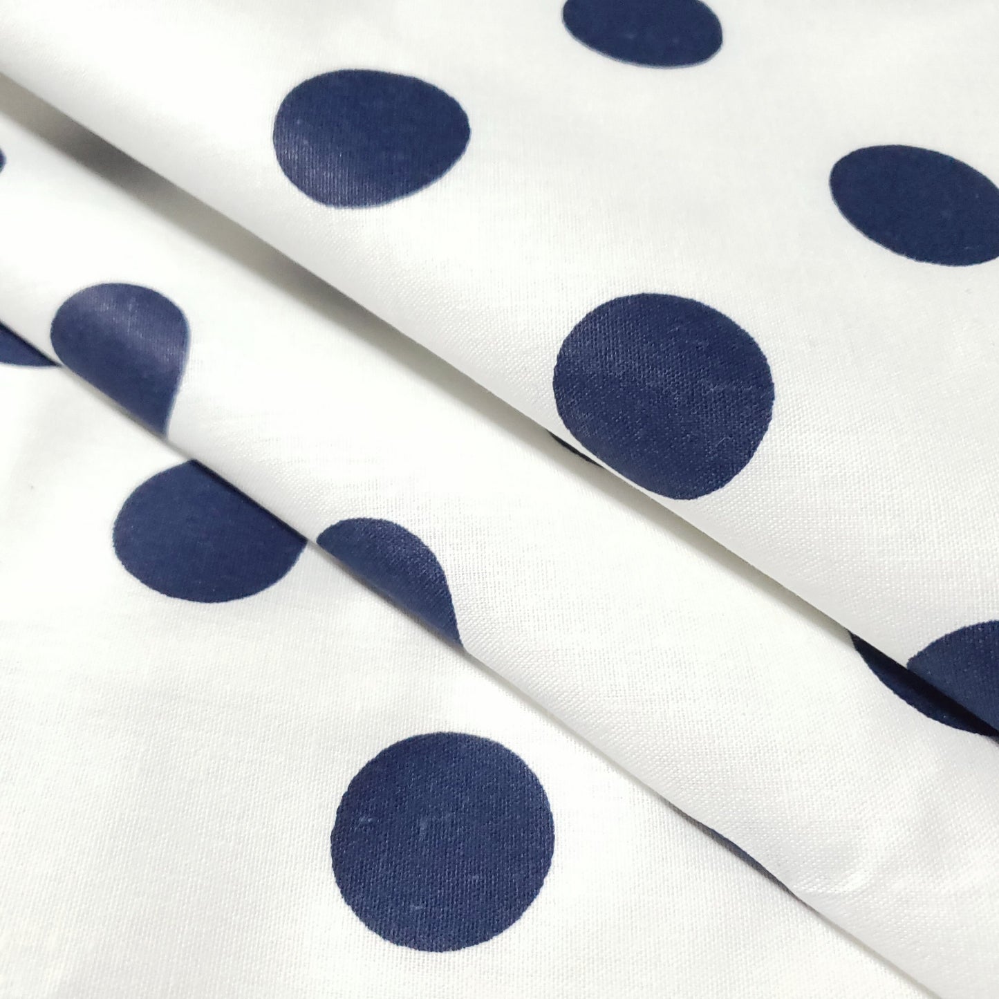 ONE INCH POLKA DOT NAVY ON WHTIE