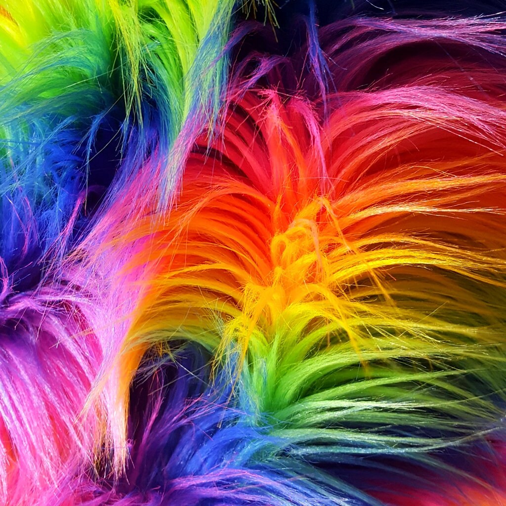 RAINBOW STRIPE LONG PILE FAUX FUR