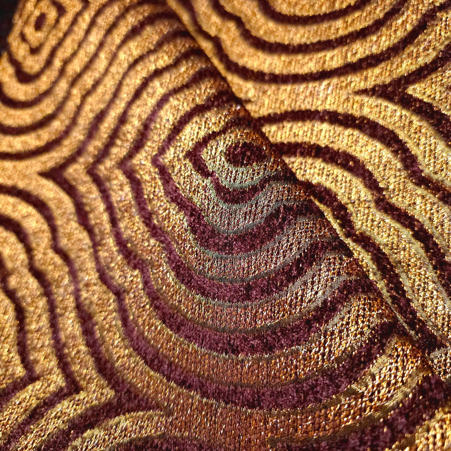 GOLD BRONZE BROWN MEDALLION JACQUARD UPHOLSTERY FABRIC
