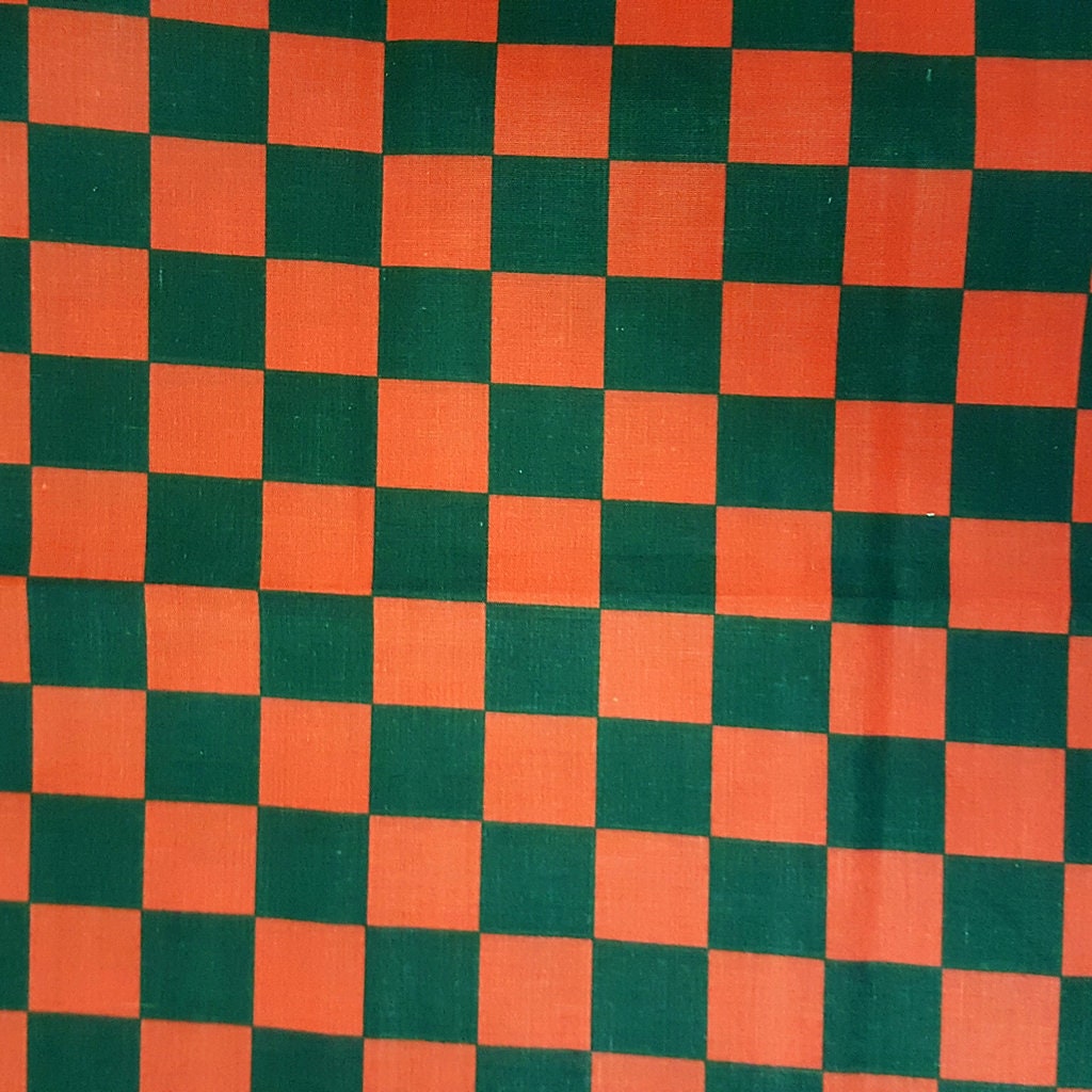 CHESSBOARD POLYCOTTON PRINT RED BLACK