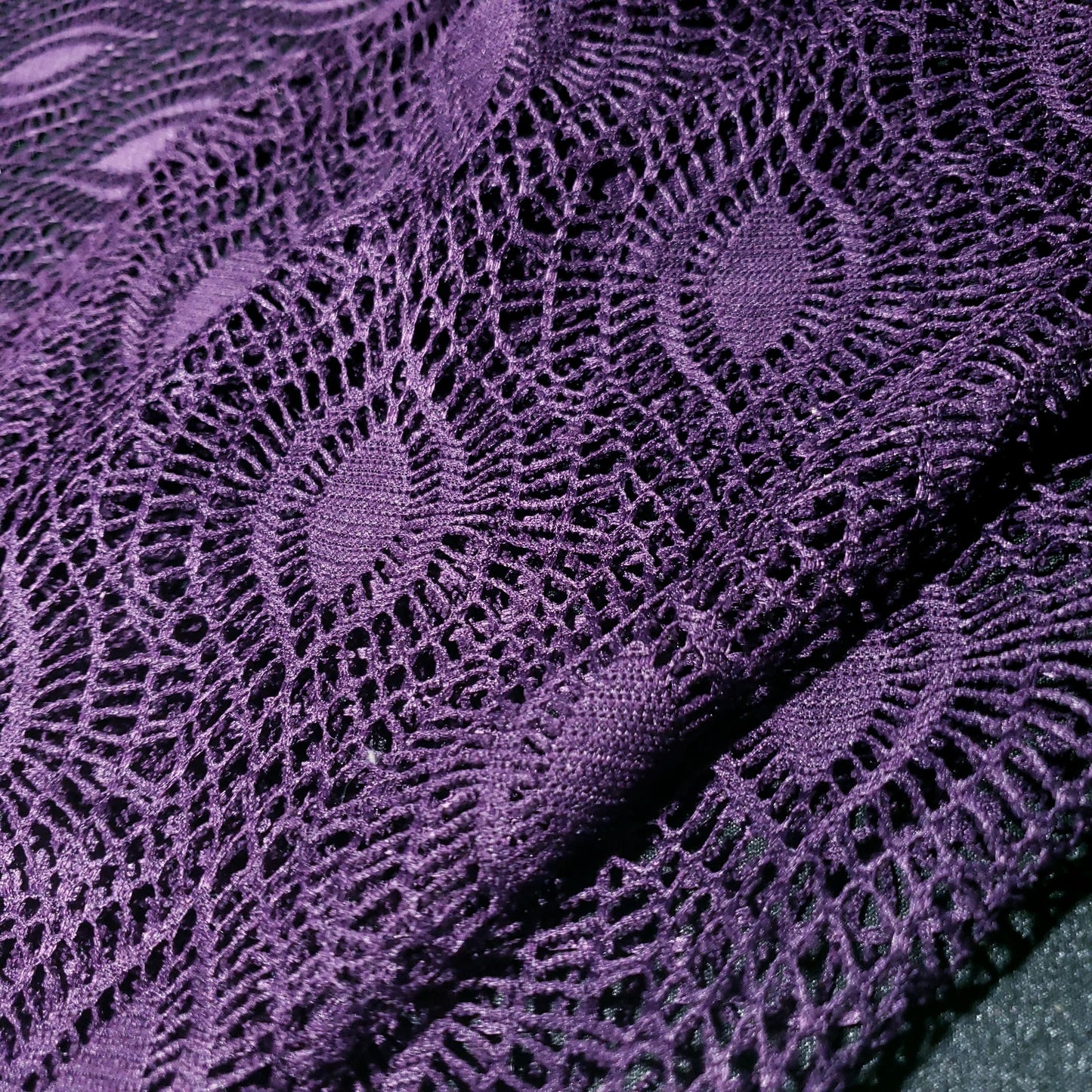 FAUX CROCHET BOHEMIAN EYE LACE PLUM PURPLE