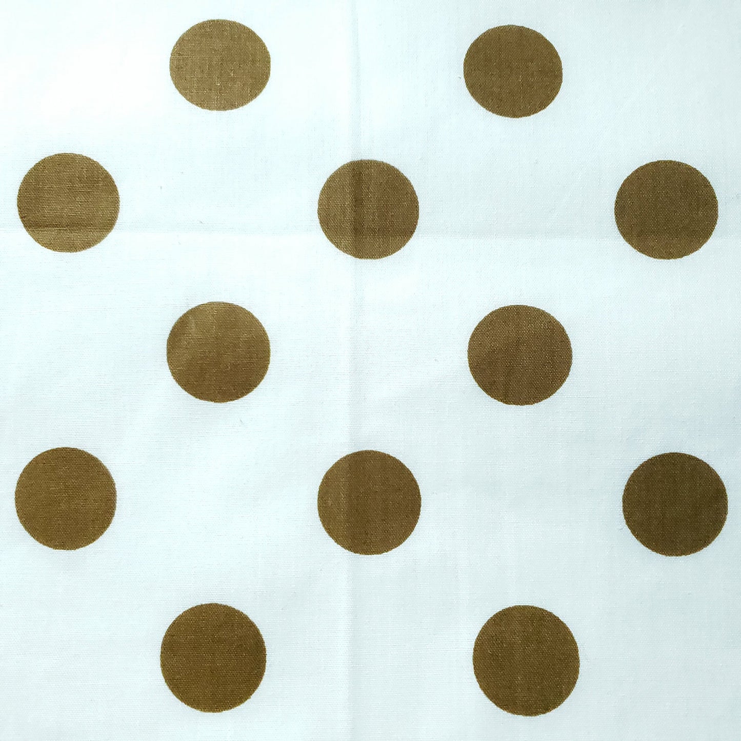 ONE INCH POLKA DOT BRONZE GOLD ON WHITE